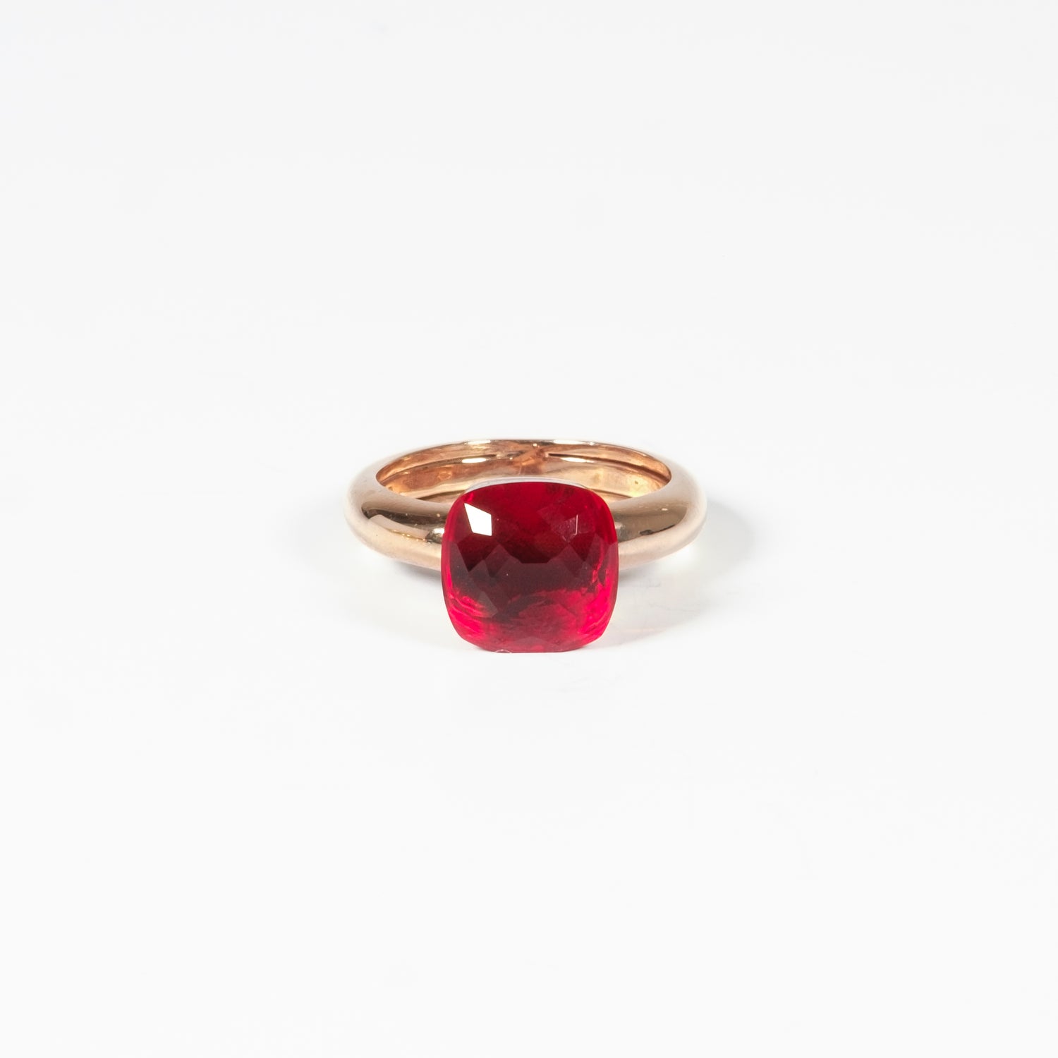 Anello Eden argento 925 con placcatura in oro18k quarzo idrotermale Rosso Fofo Somani