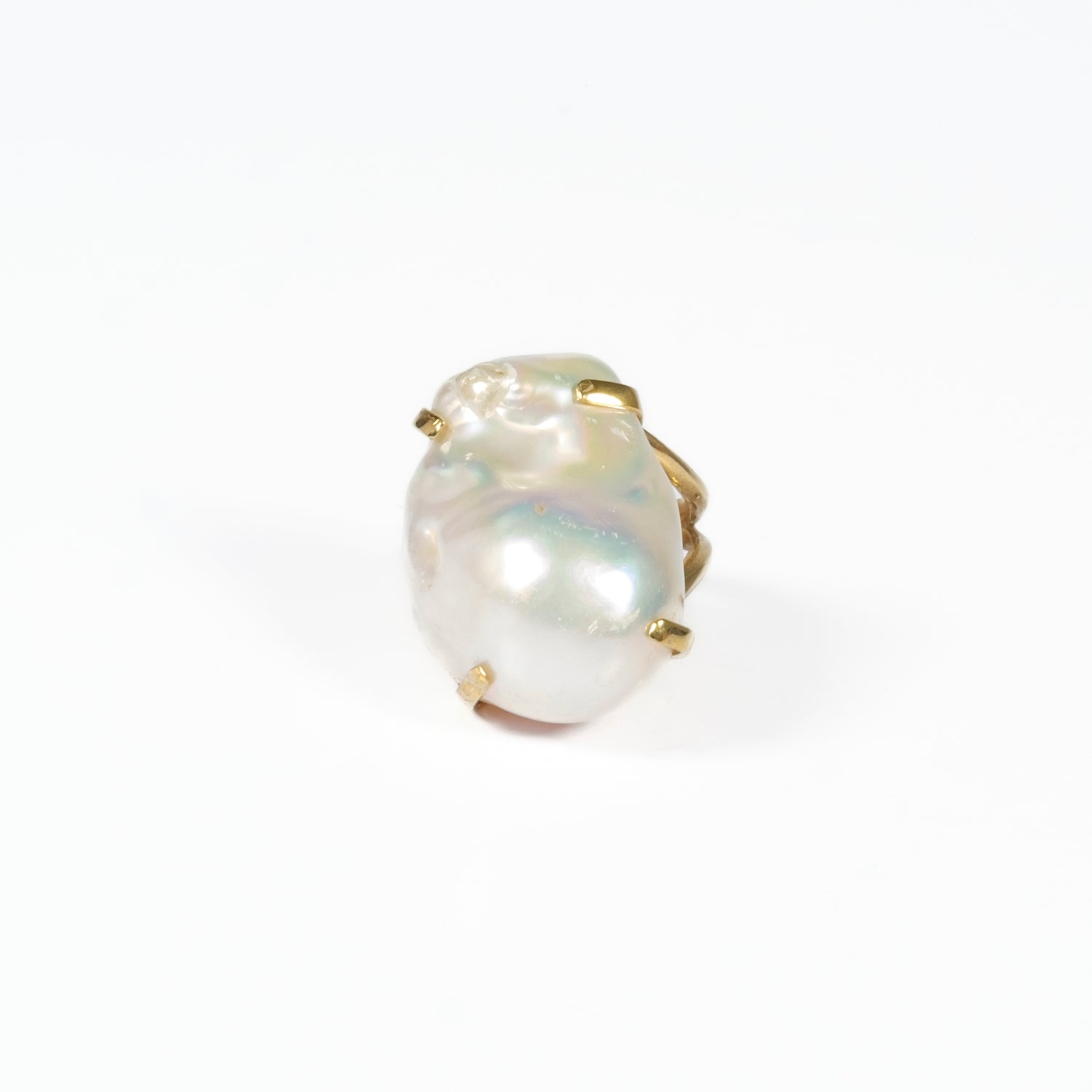 Anello Eveline Perla scaramazza naturale montata su argento 925 placcato oro 18k Fopfo Somani