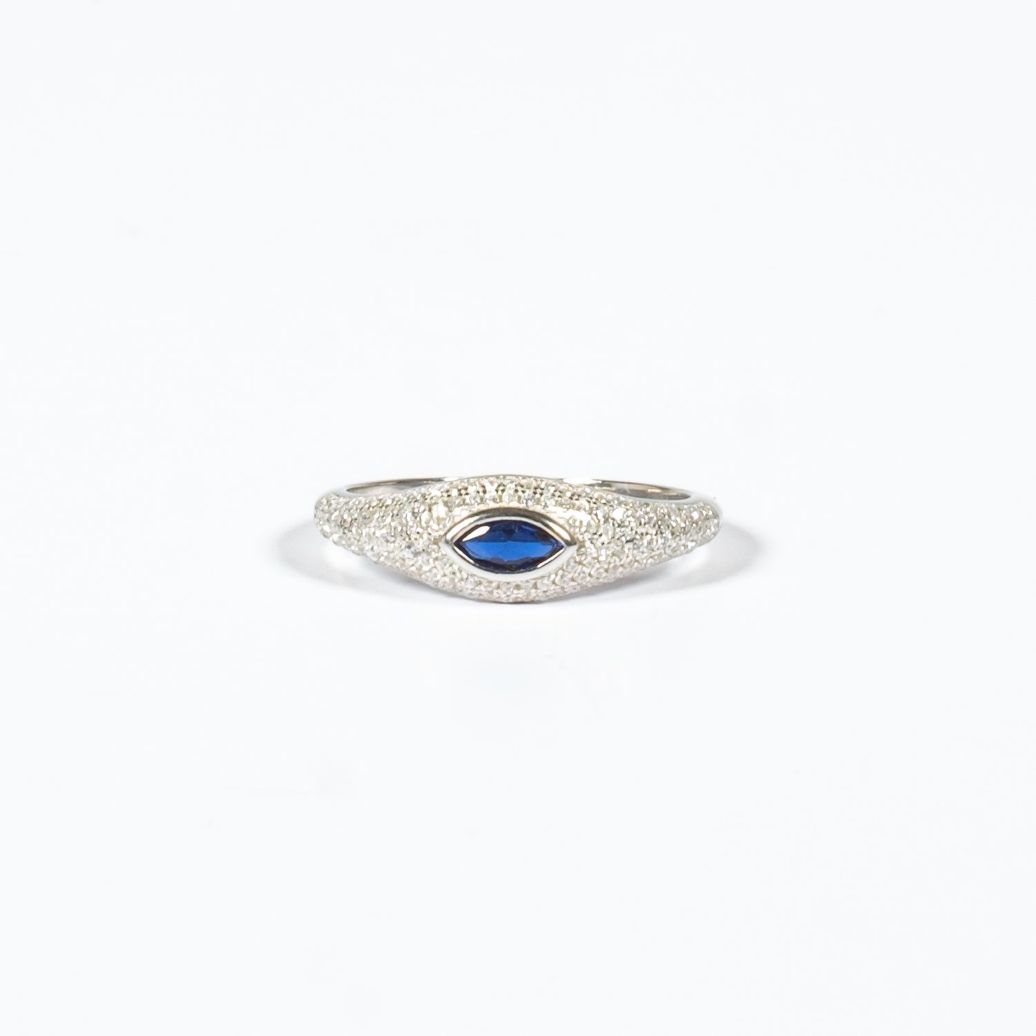 Anello Eye Argento 925 Brunito Zircone Occhio Blu Fofo Somani