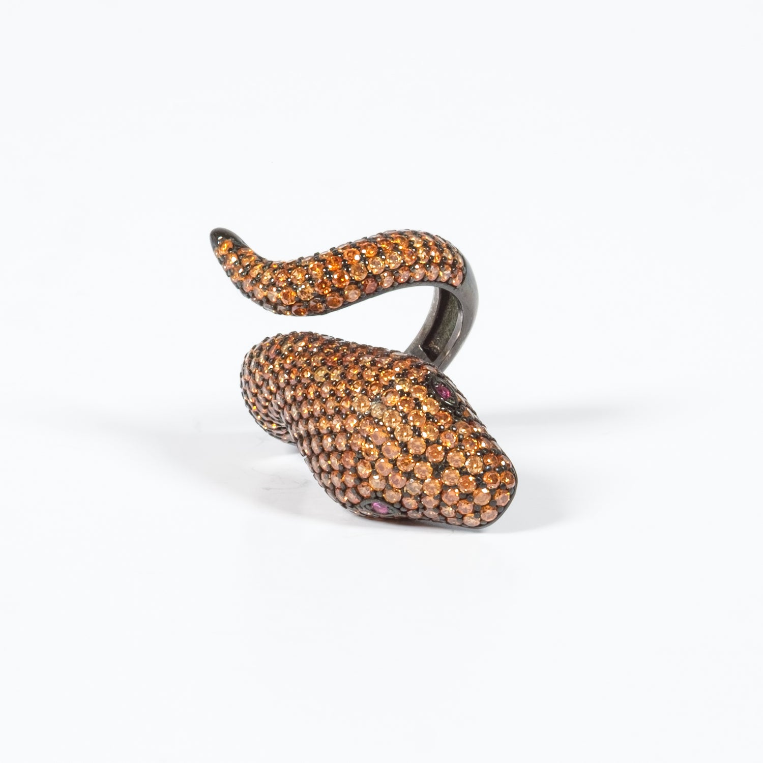 Anello Serpente Big Argento 925 Zirconi Brown Fofo Somani
