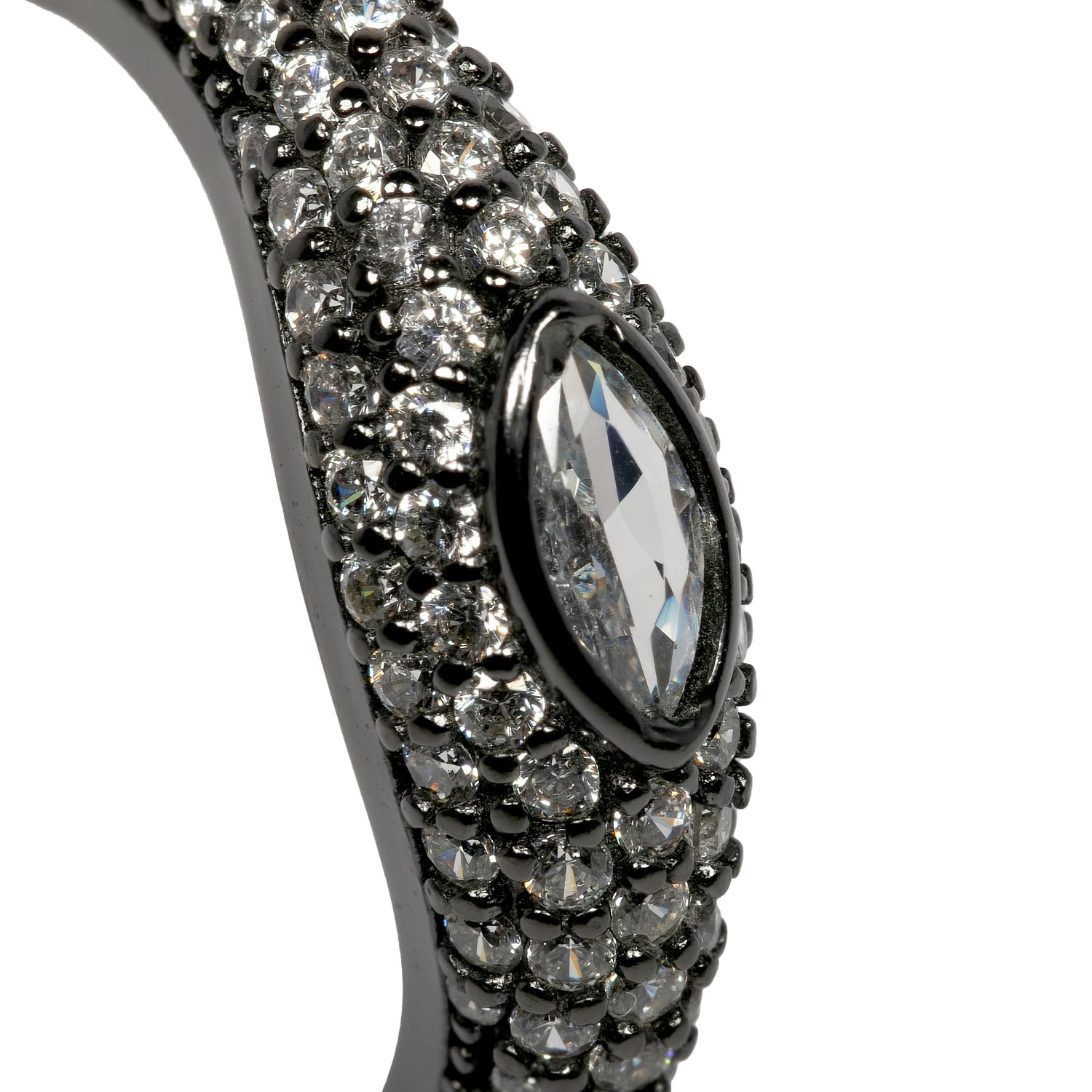 Anello Eye Ton Sur Ton-Black Dettaglio Argento925 Brunito Zirconi Grigio Fofo Somani