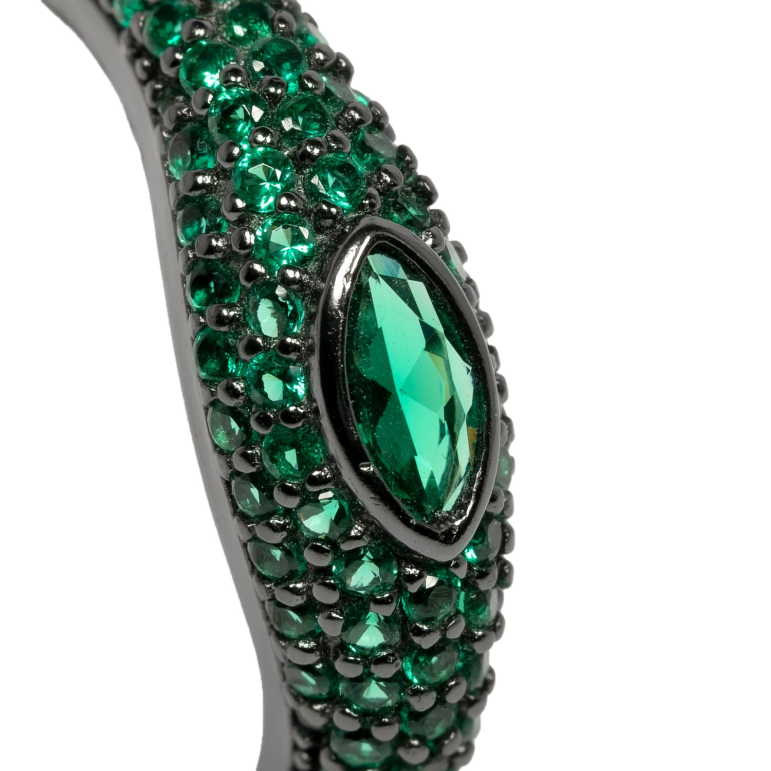 Anello Eye Ton Sur Ton-Black Dettaglio Argento925 Brunito Zirconi Verdi Fofo Somani