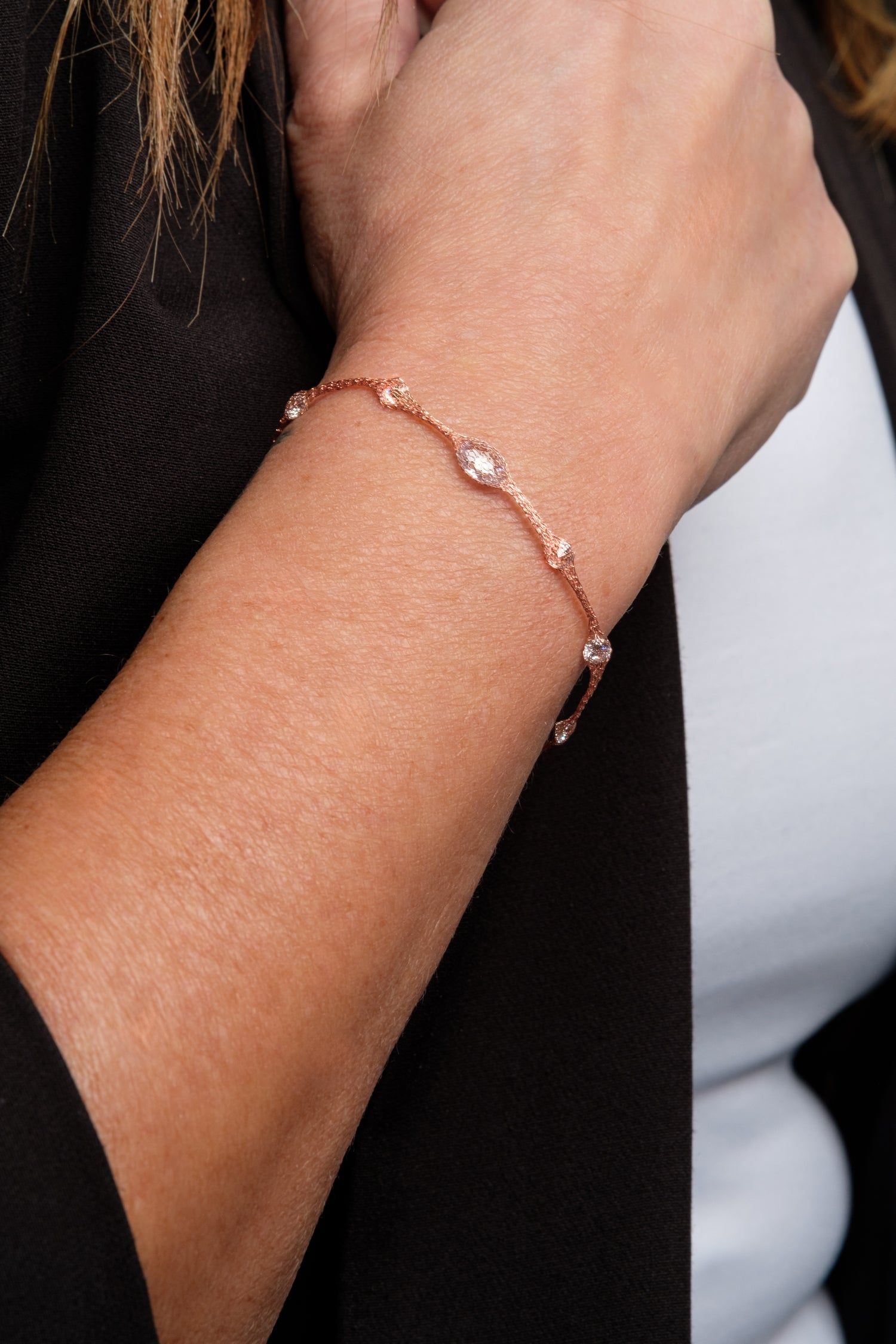 Bracciale Calza Modella Argento925 Placcato Oro Rosa Zirconi Fofo Somani