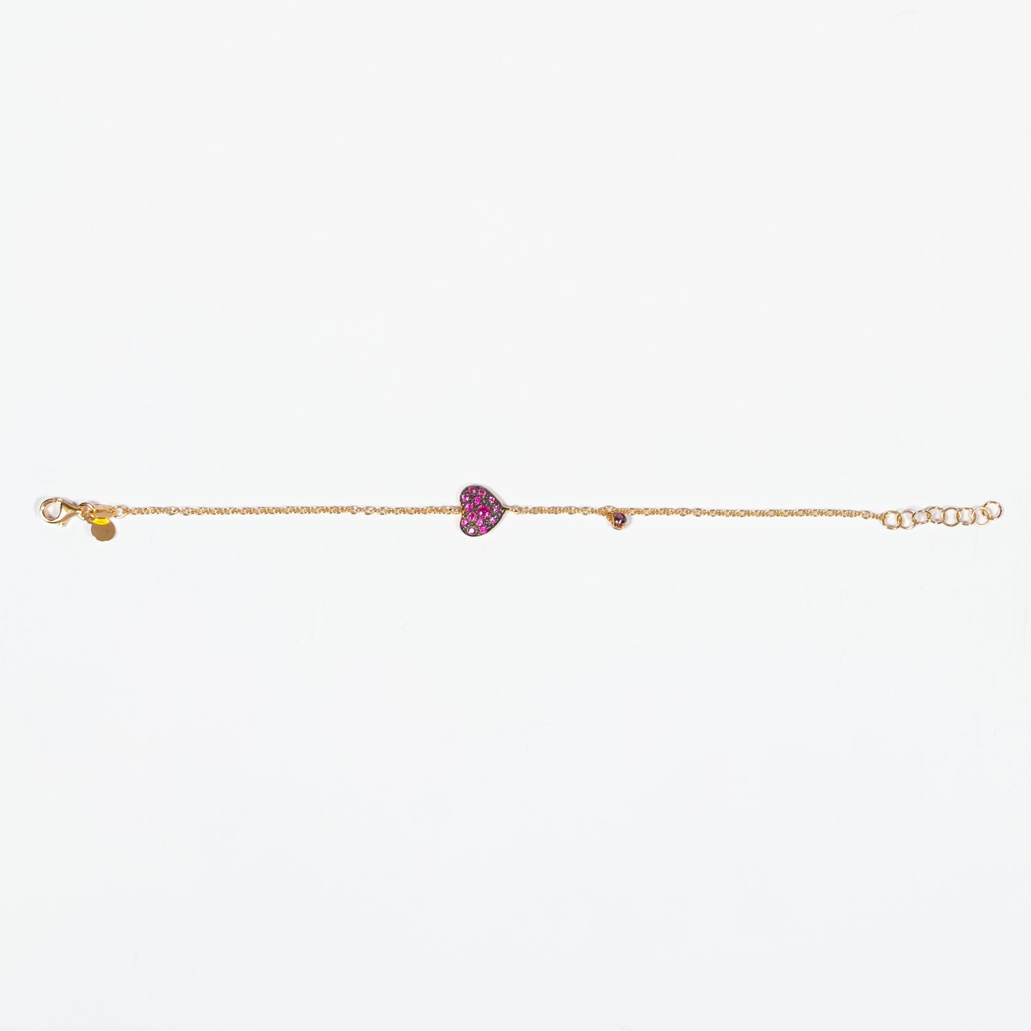 Bracciale Claire Gold - Cuore argento 925 placcato oro 18k a forma di cuore con uno studio Fucsia Fofo Somani