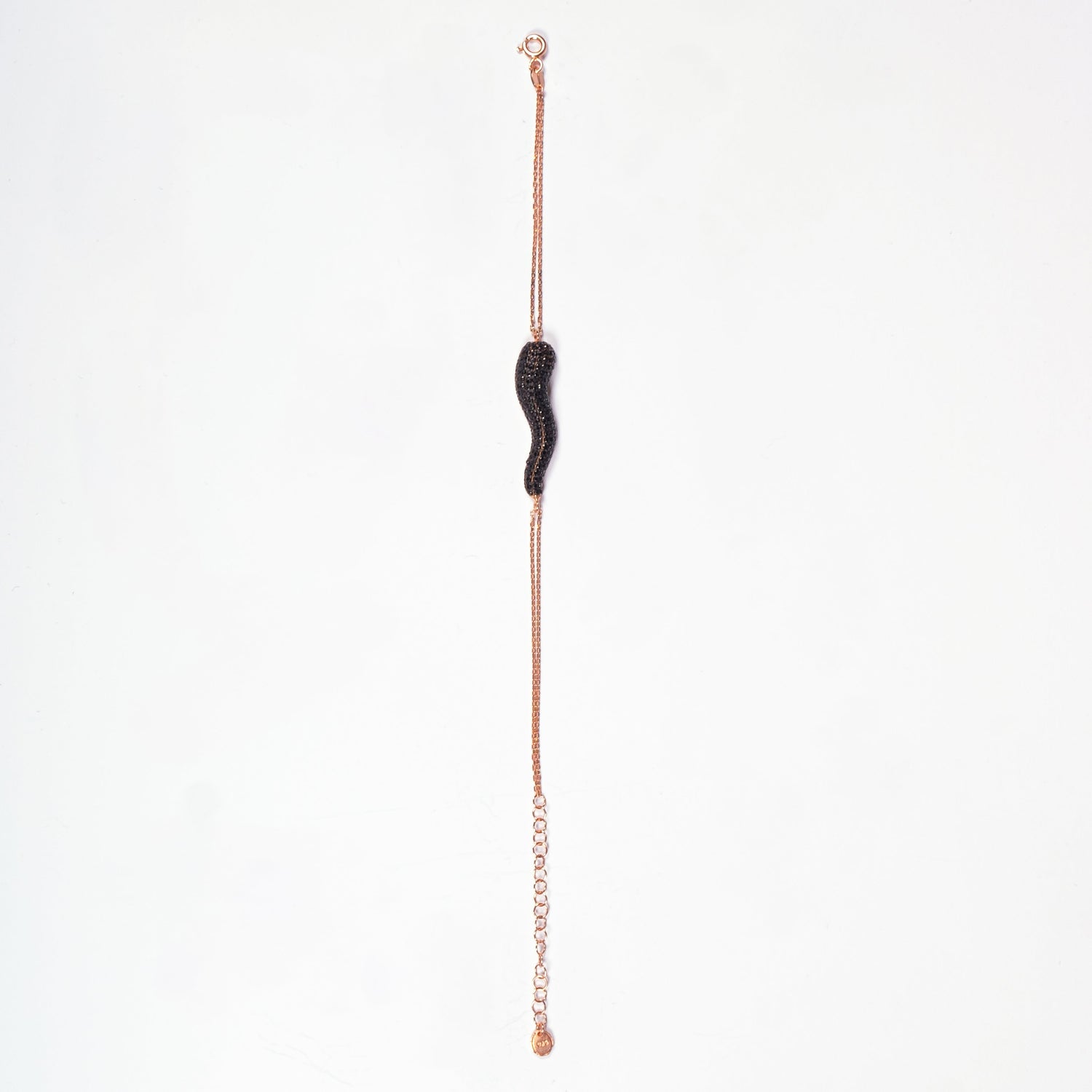 Bracciale Corno artigianalmente in argento 925 placcato oro rosa con charm a forma di corno Zirconi Fofo Somani