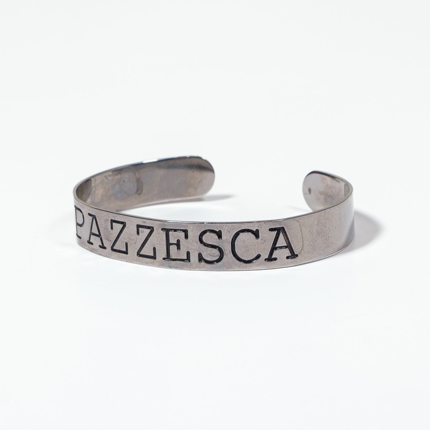 Bracciale Pazzesca rigido con incisione in argento 925 rodiato Fofo Somani