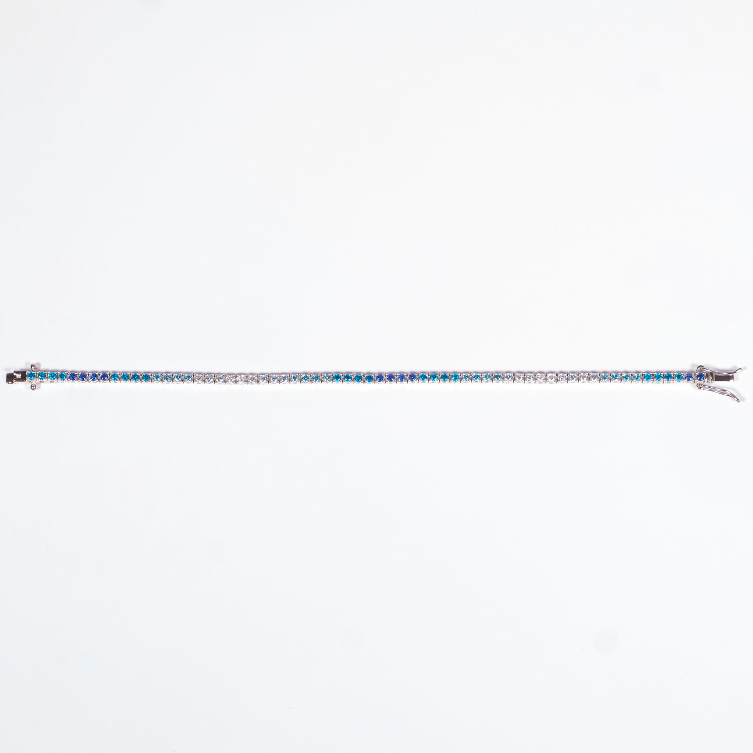 Bracciale Tennis Blu Sfumato argento925 rodiato e zirconi blu sfumati incastonati Fofo Somani