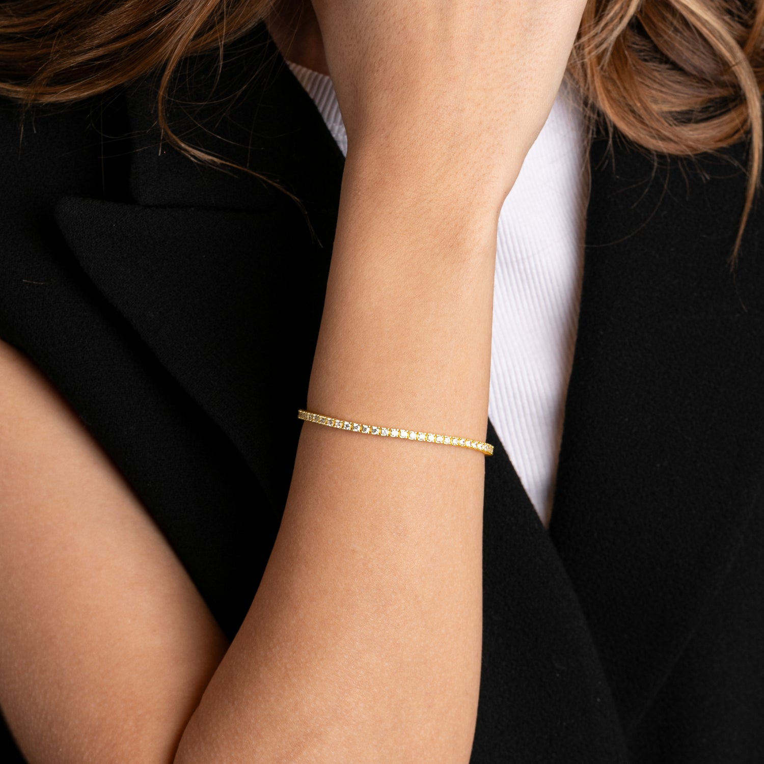 Bracciale Tennis Gold Modella argento925 placcato oro 18k e zirconi Fofo Somani