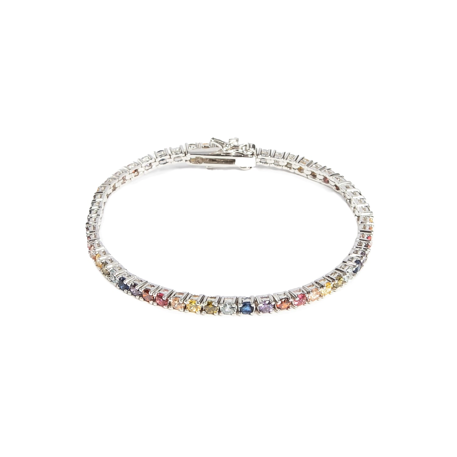 Bracciale Tennis Multicolor argento925 rodiato e zirconi multicolori incastonati Fofo Somani