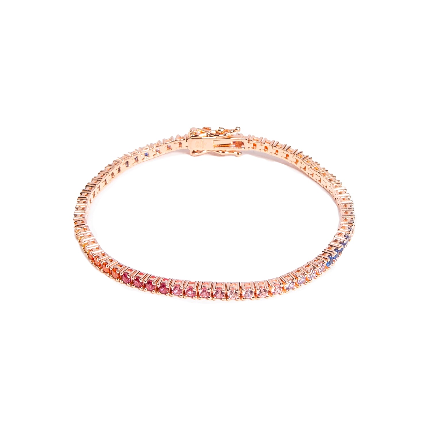 Bracciale Tennis Rose Multicolor Argento925 Placcato Oro Rosa Zirconi Fofo Somani