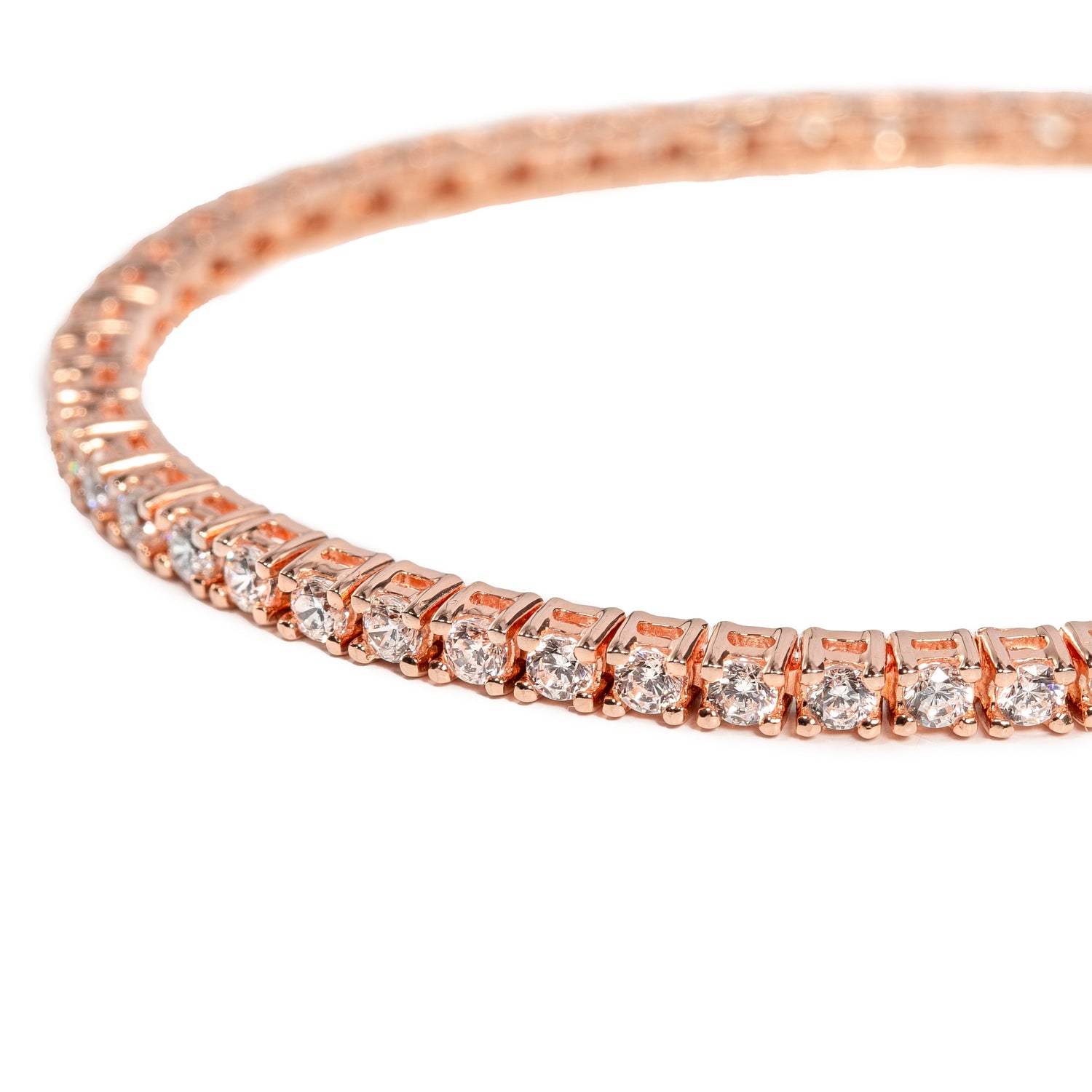Bracciale Tennis Rose’ argento925 placcato oro rosa e zirconi bianchi incastonati Fofo Somani