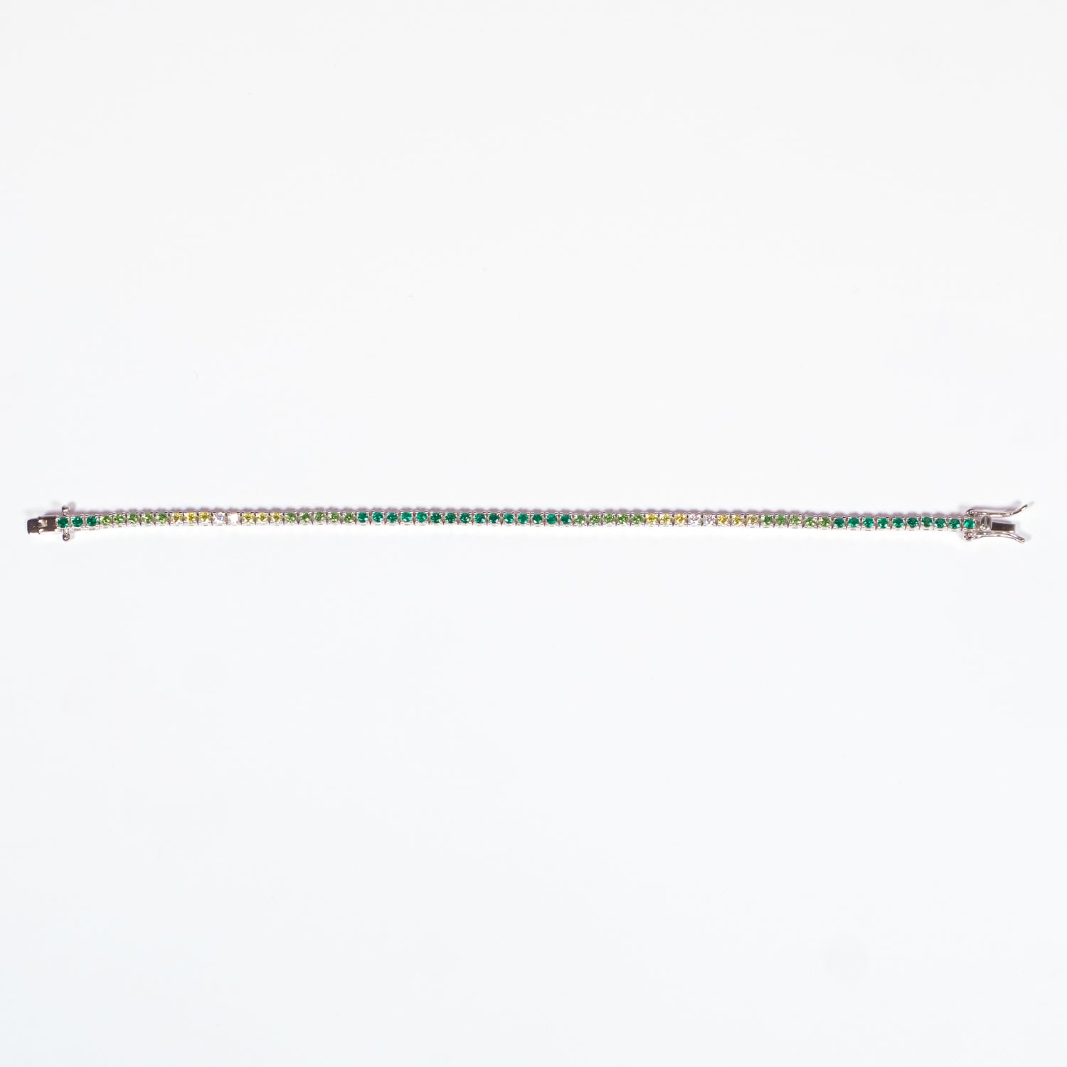 Bracciale Tennis Verde Sfumato argento925 rodiato e zirconi verdi sfumati incastonati Fofo Somani