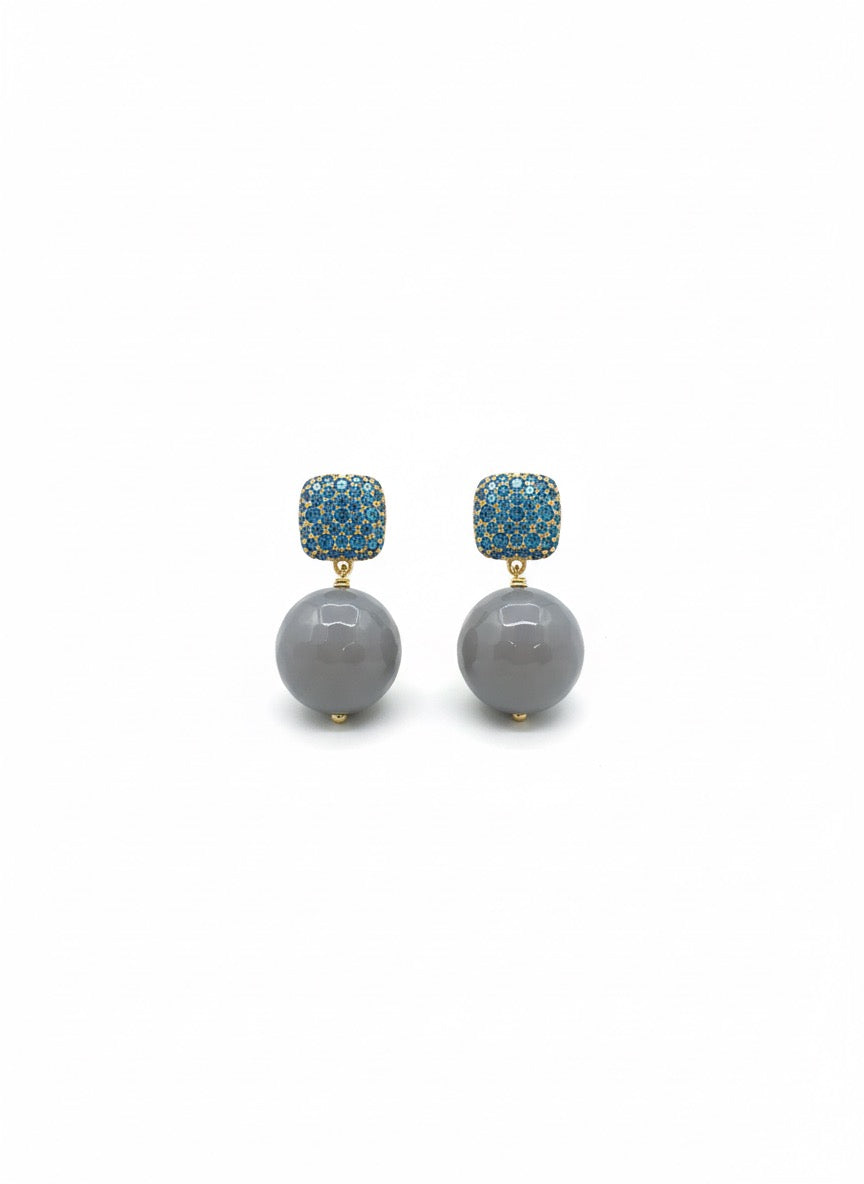 Caramella 2.0 Argento925 Placcato oro18k zirconi agata grigia naturale fronte Fofo Somani