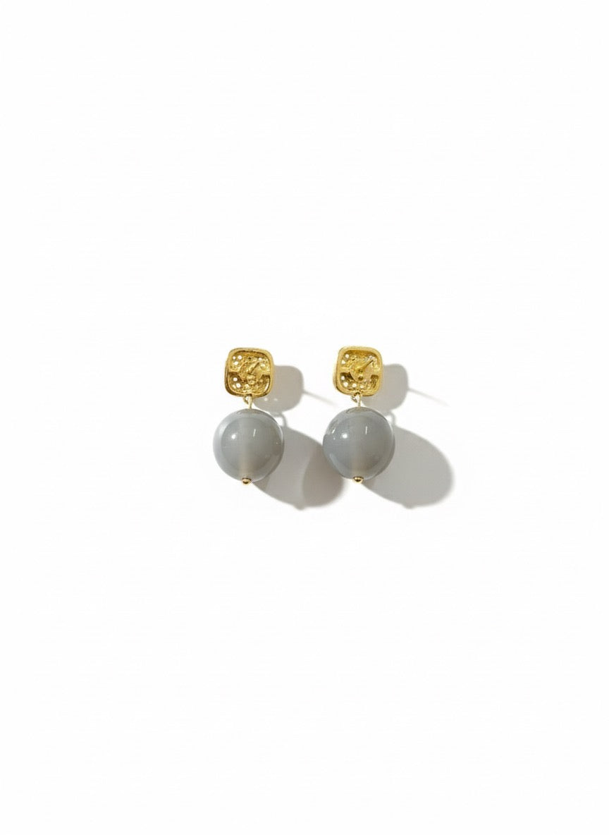 Caramella 2.0 Argento925 Placcato oro18k zirconi agata grigia naturale retro Fofo Somani