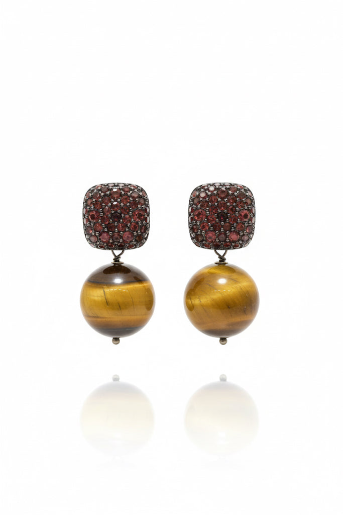 Caramella 2.0 Argento925 Placcato oro18k zirconi occhio di tigre naturale fronte Fofo Somani