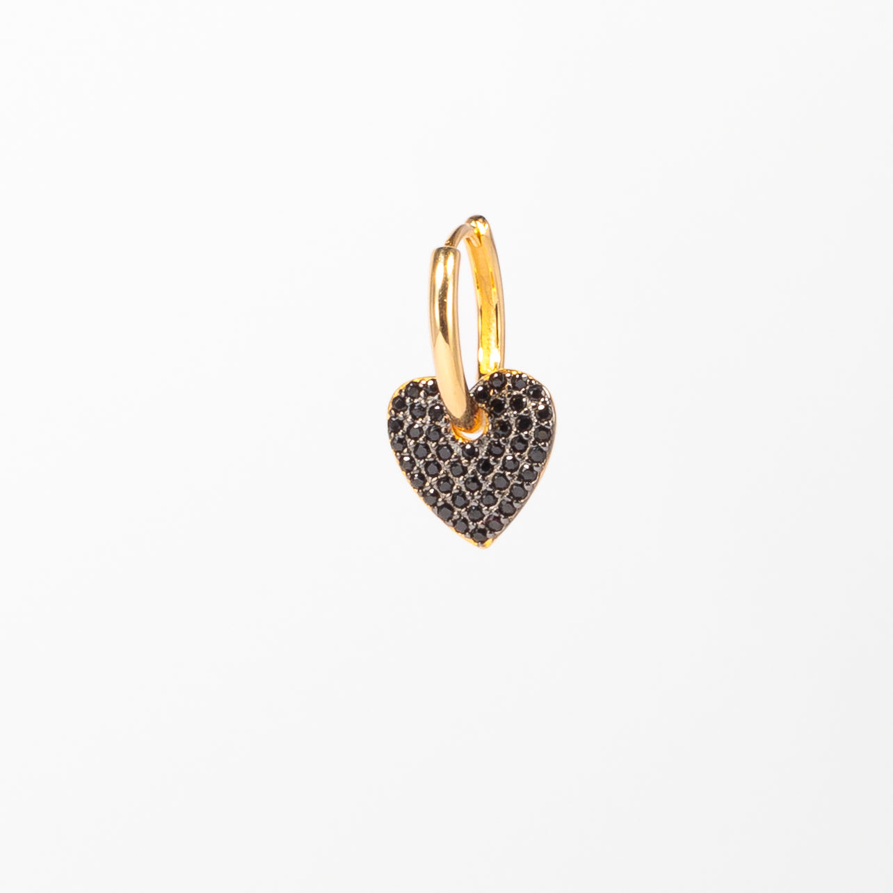 Cerchietto Big Heart argento 925 placcato oro 18k e zirconi Neri Fofo Somani