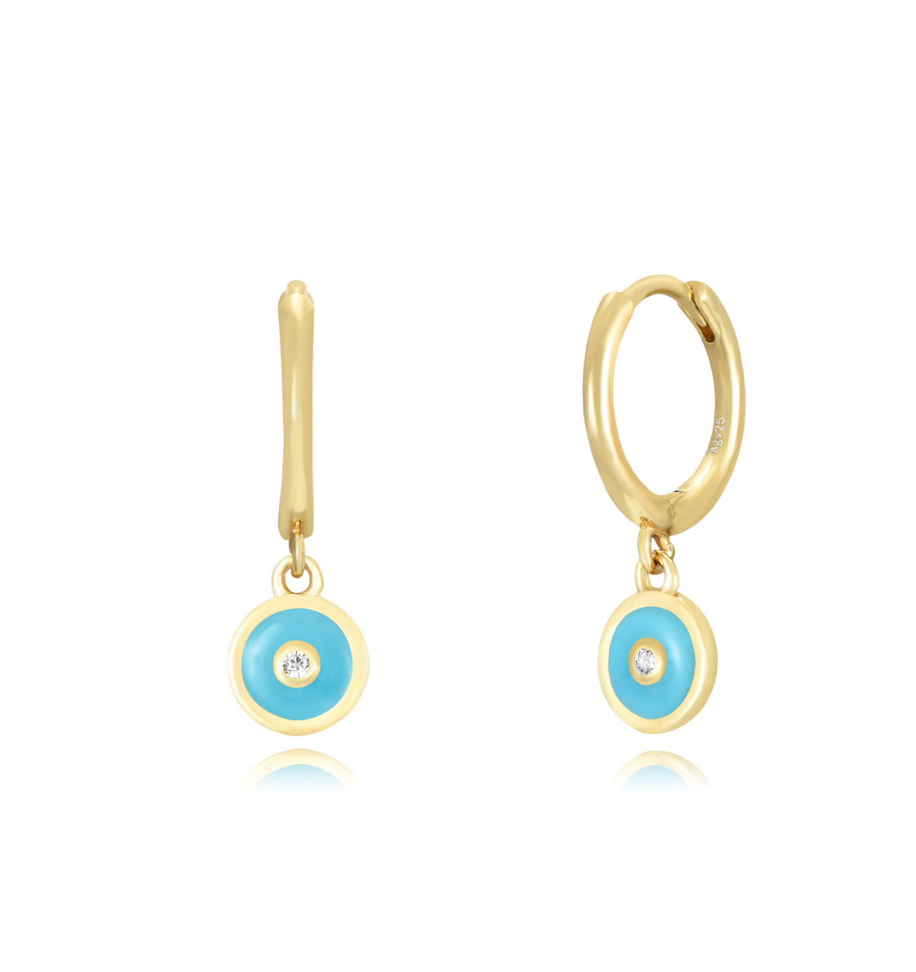 Cerchietto Eye Argento925 Placcato Oro18k Smalto Celeste Fofo Somani