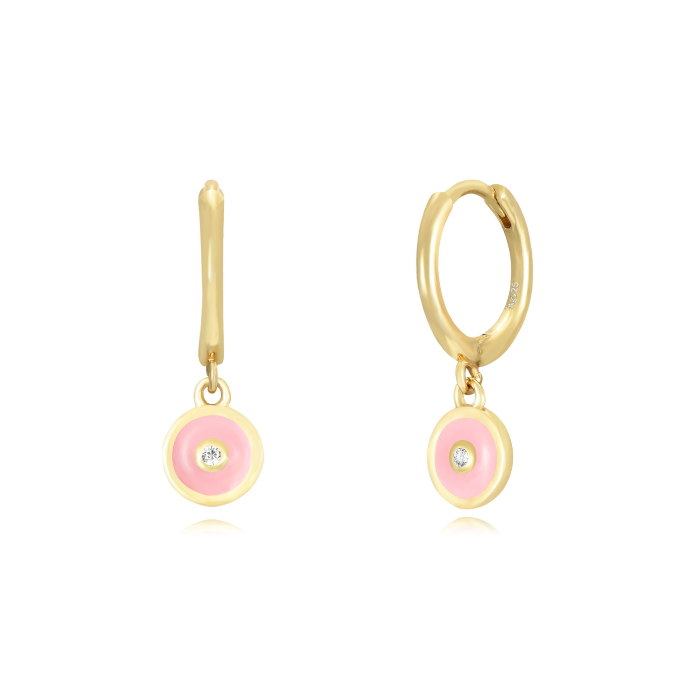 Cerchietto Eye Argento925 Placcato Oro18k Smalto Rosa Fofo Somani