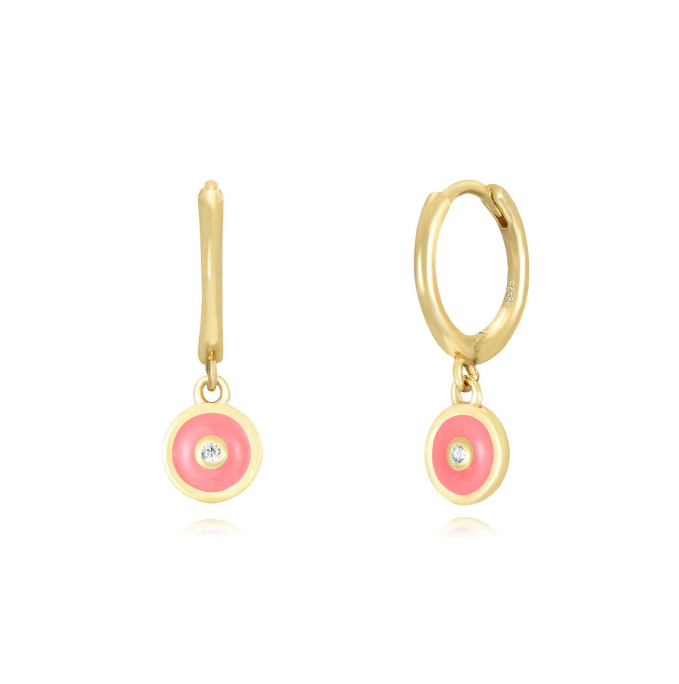 Cerchietto Eye Argento925 Placcato Oro18k Smalto Salmone Fofo Somani