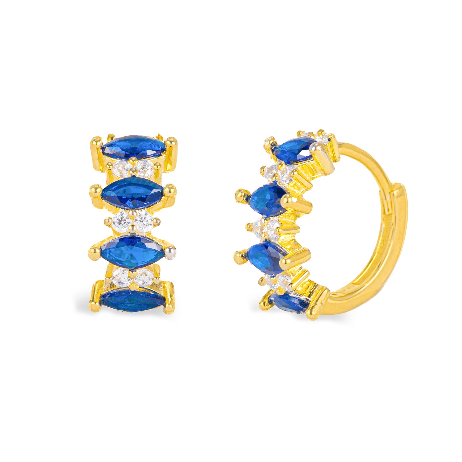 Cerchietto Iro Argento925 Placcato Oro18k Zirconi Blu Fofo Somani