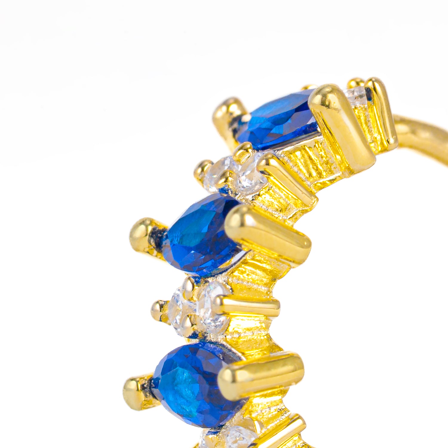 Cerchietto Iro Dettaglio Argento925 Placcato Oro18k Zirconi Blu Fofo Somani