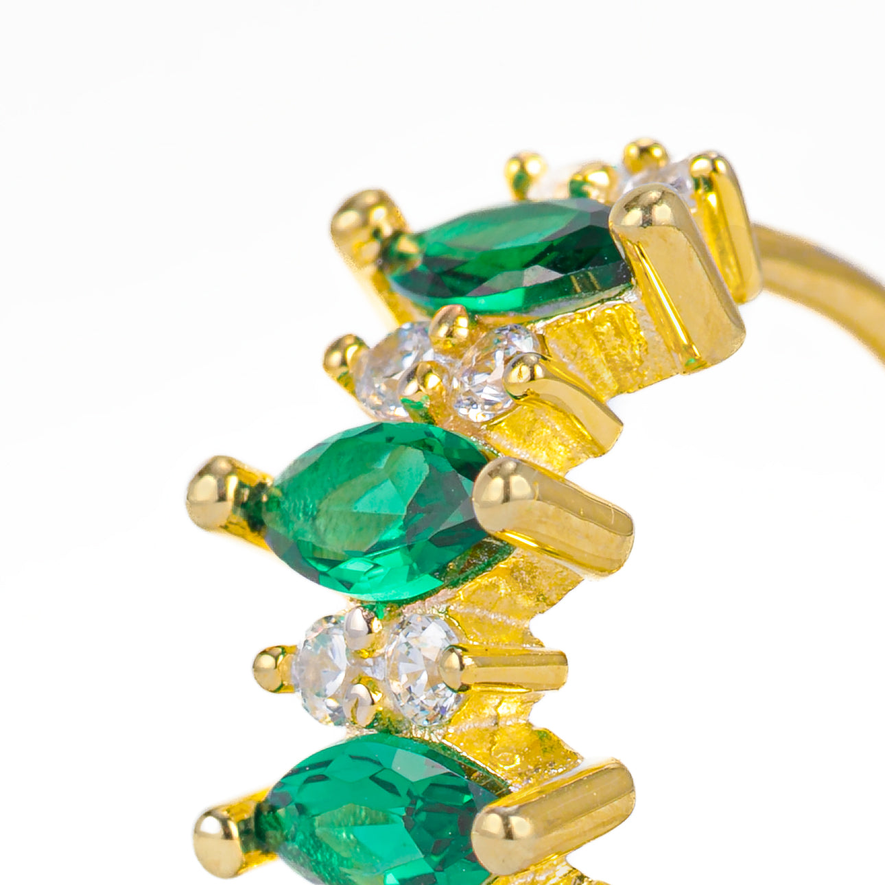 Cerchietto Iro Dettaglio Argento925 Placcato Oro18k Zirconi Verde Fofo Somani