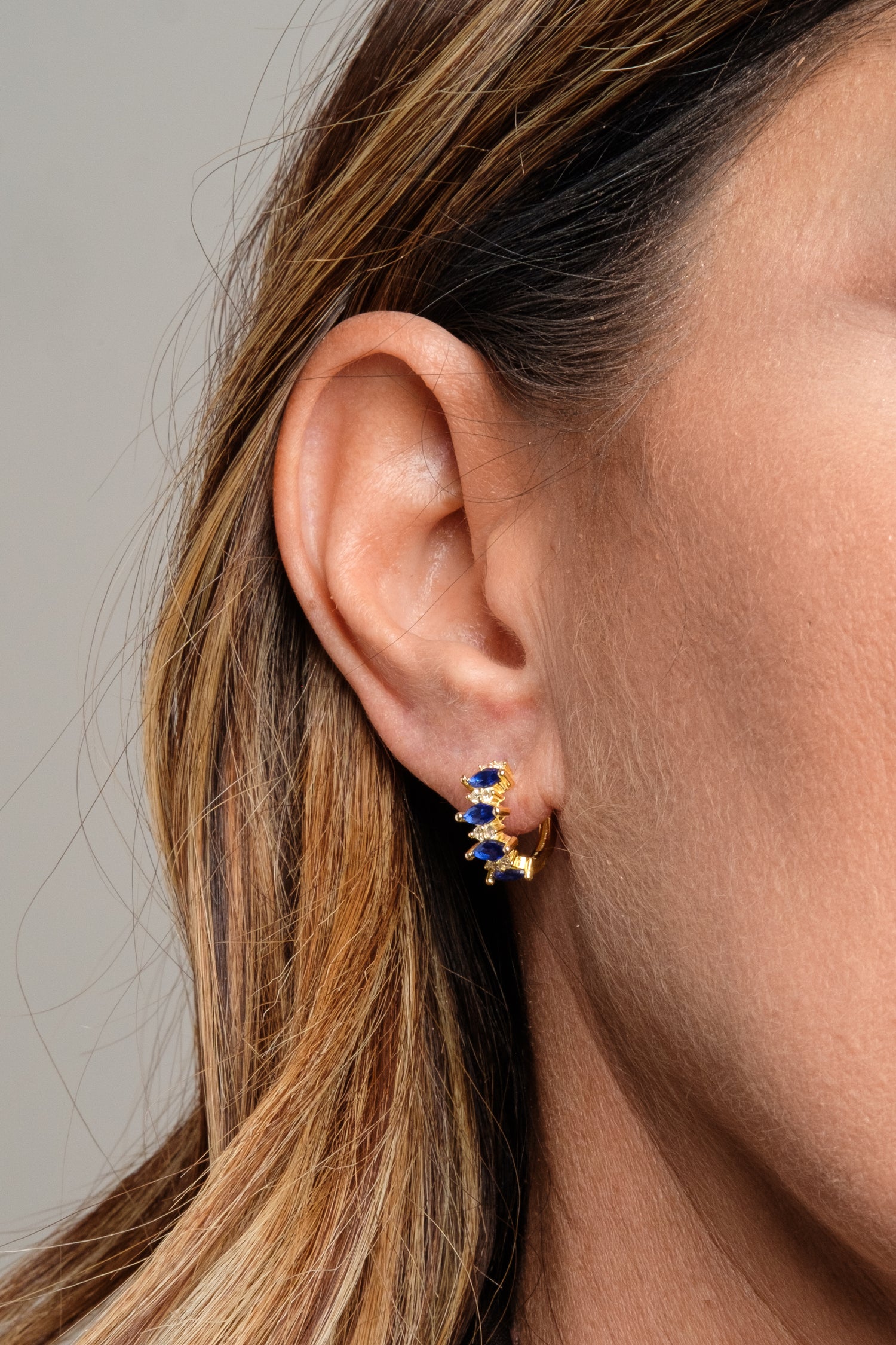 Cerchietto Iro Modella Argento925 Placcato Oro18k Zirconi Blu Fofo Somani