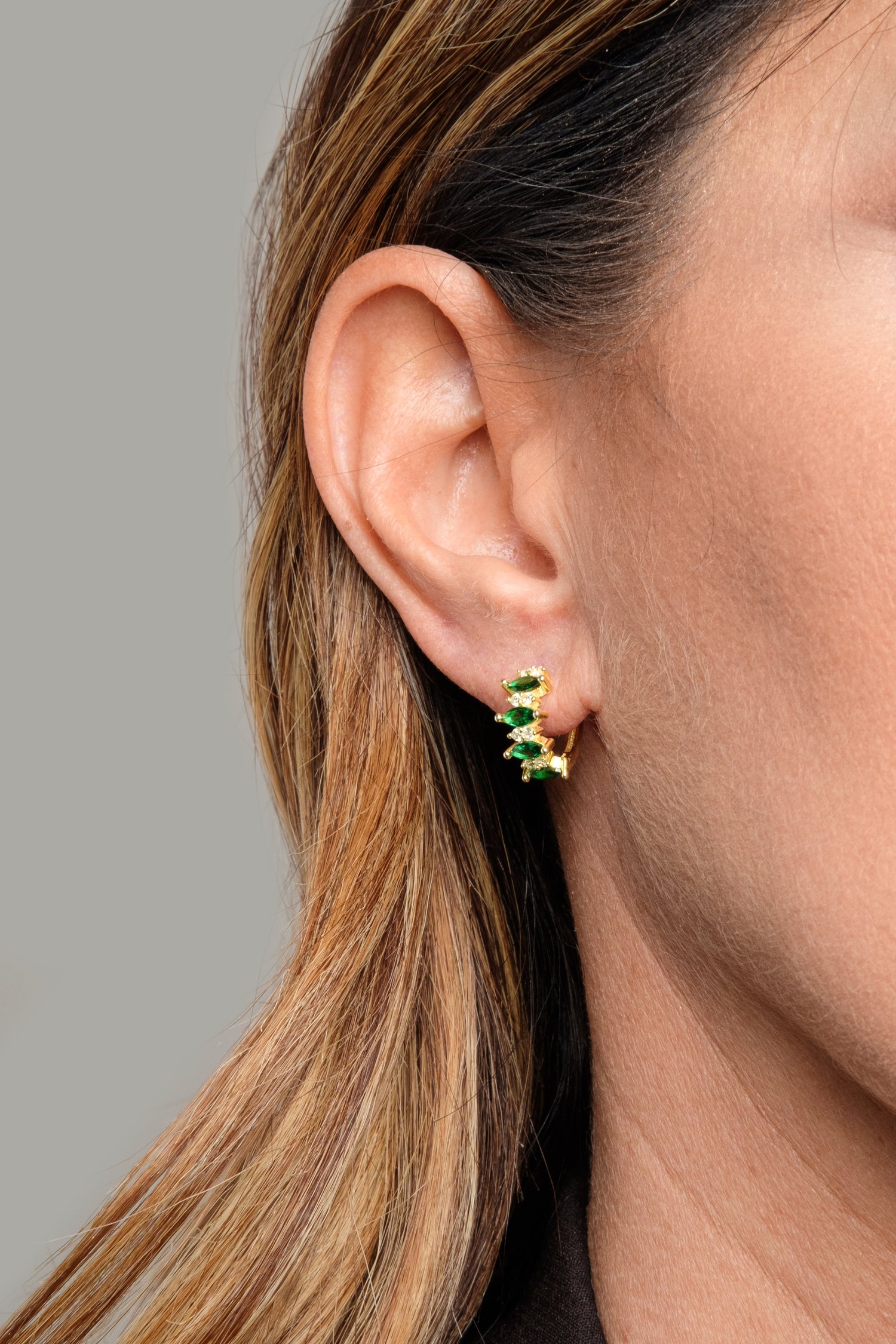 Cerchietto Iro Modella Argento925 Placcato Oro18k Zirconi Verde Fofo Somani