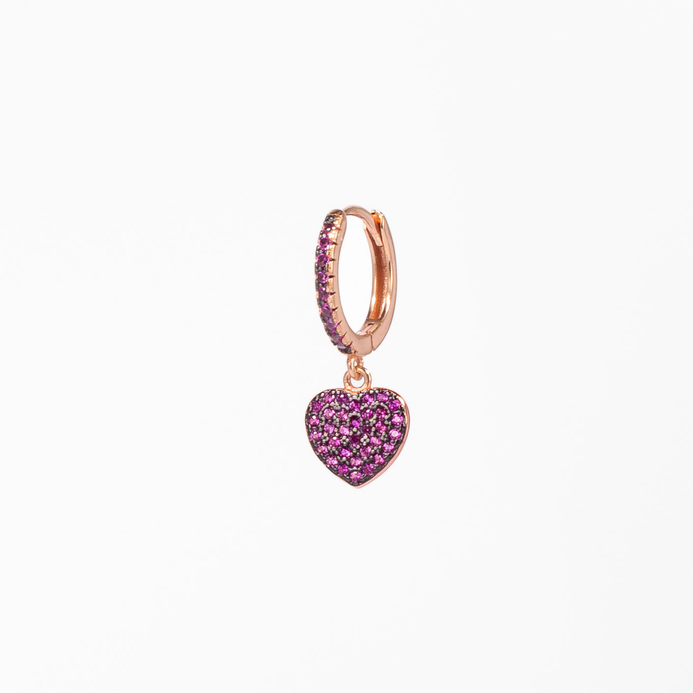 Cerchietto Pendente Cuore Rose’ argento 925 placcato oro rosa e zirconi Fucsia Fofo Somani