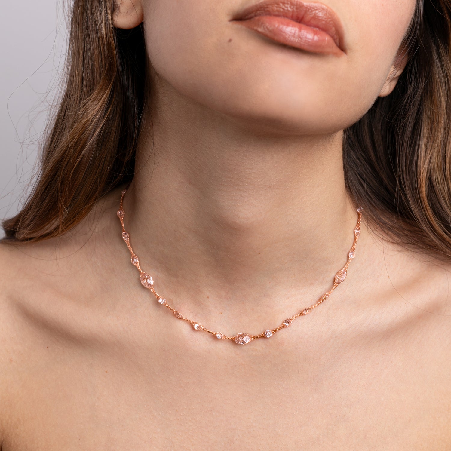 Collana Calza Corta Modella Oro Rosa Fofo Somani