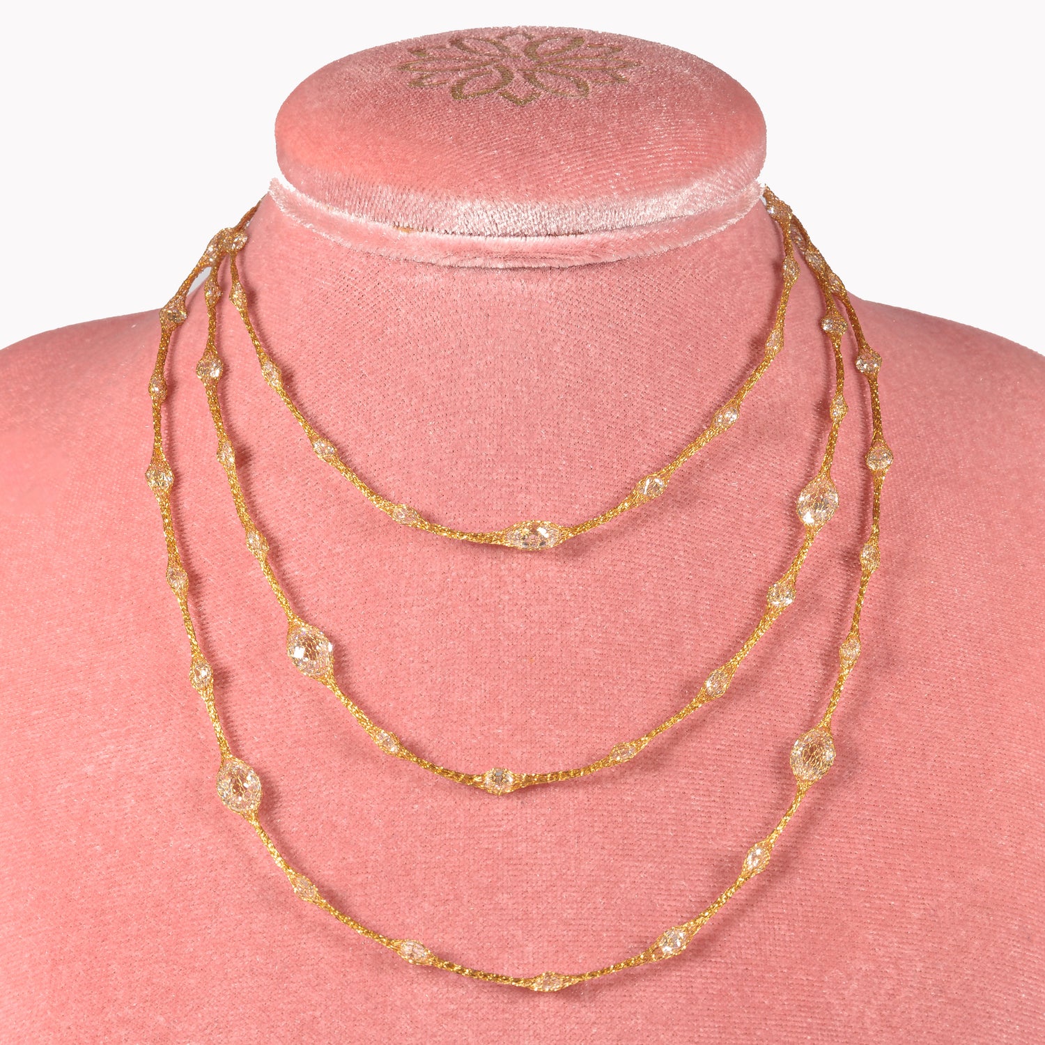 Collana Calza Lunga Oro Argento925 placcato oro18k zirconi Fofo Somani