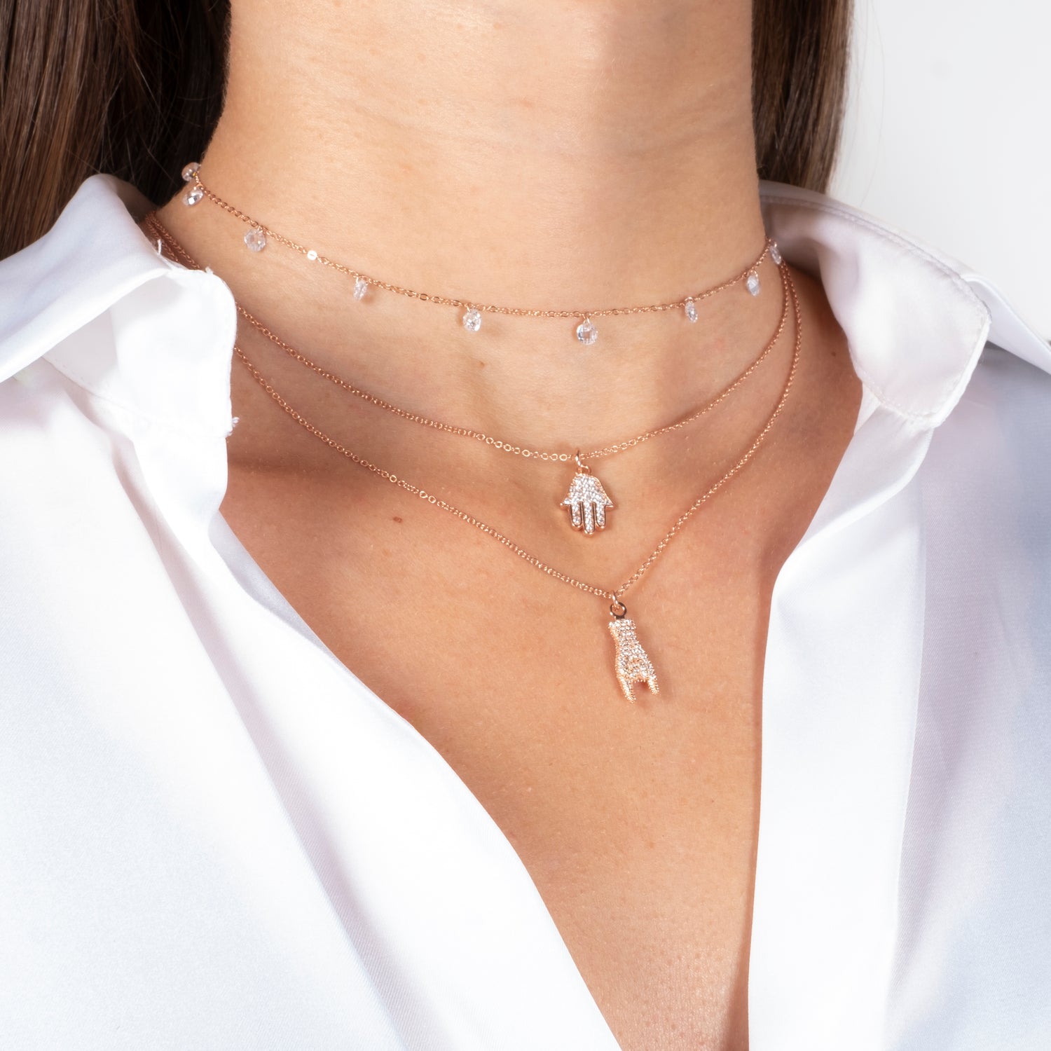 Collana Girocollo Mano Di Fatima Argento925 Ororosa Fofo Somani