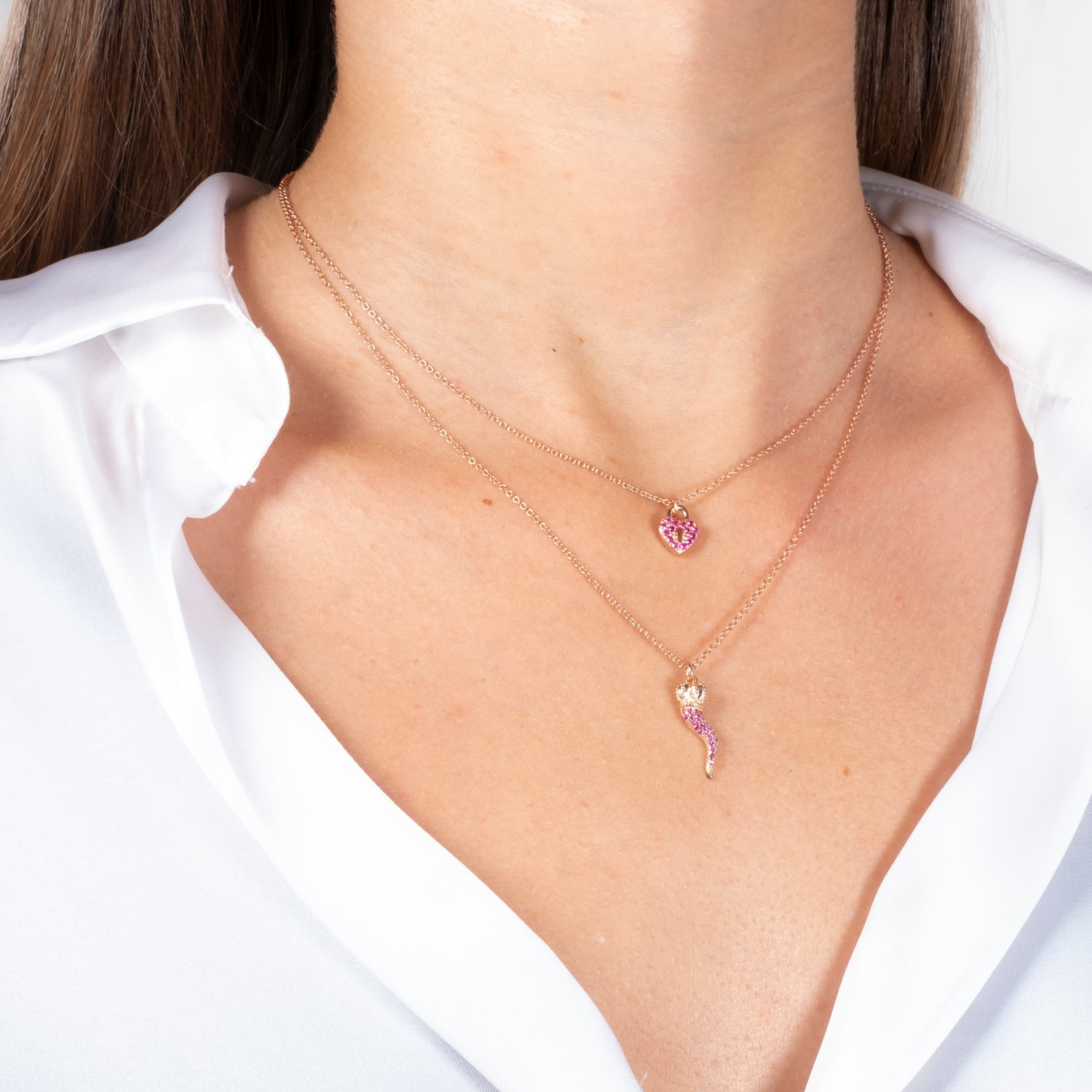 Collana Girocollo Secret Heart Argento925 Placcato OroRosa Fofo Somani