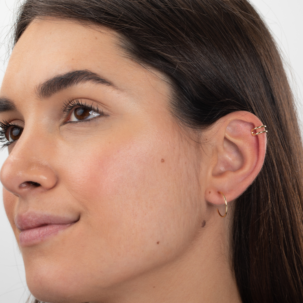 Earcuff Doppio Giro Modella Argento925 Placcato Oro18k Fofo Somani