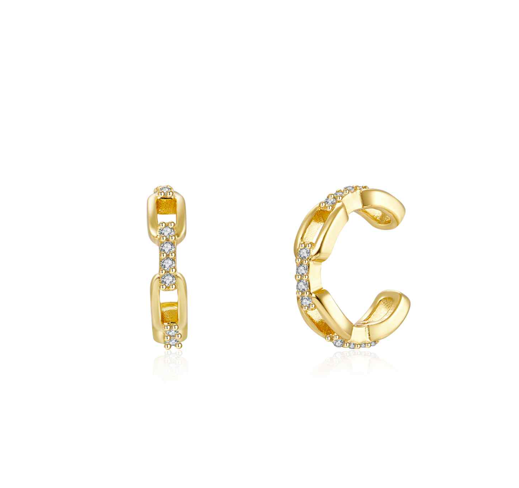 Earcuff Maglia Marina Argento925 Placcato Oro18k Zirconi Fofo Somani