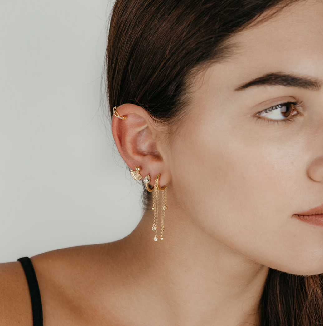 Earcuff Maglia Marina Modella Argento925 Placcato Oro18k Zirconi Fofo Somani