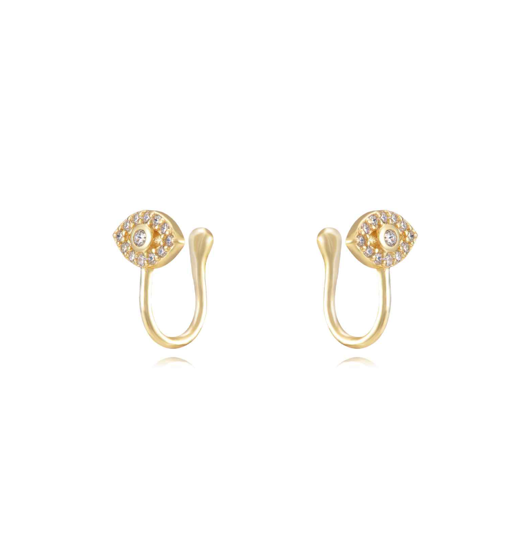 Earcuff Occhio Zirconato Argento925 Placcato Oro18k Zirconi Fofo Somani