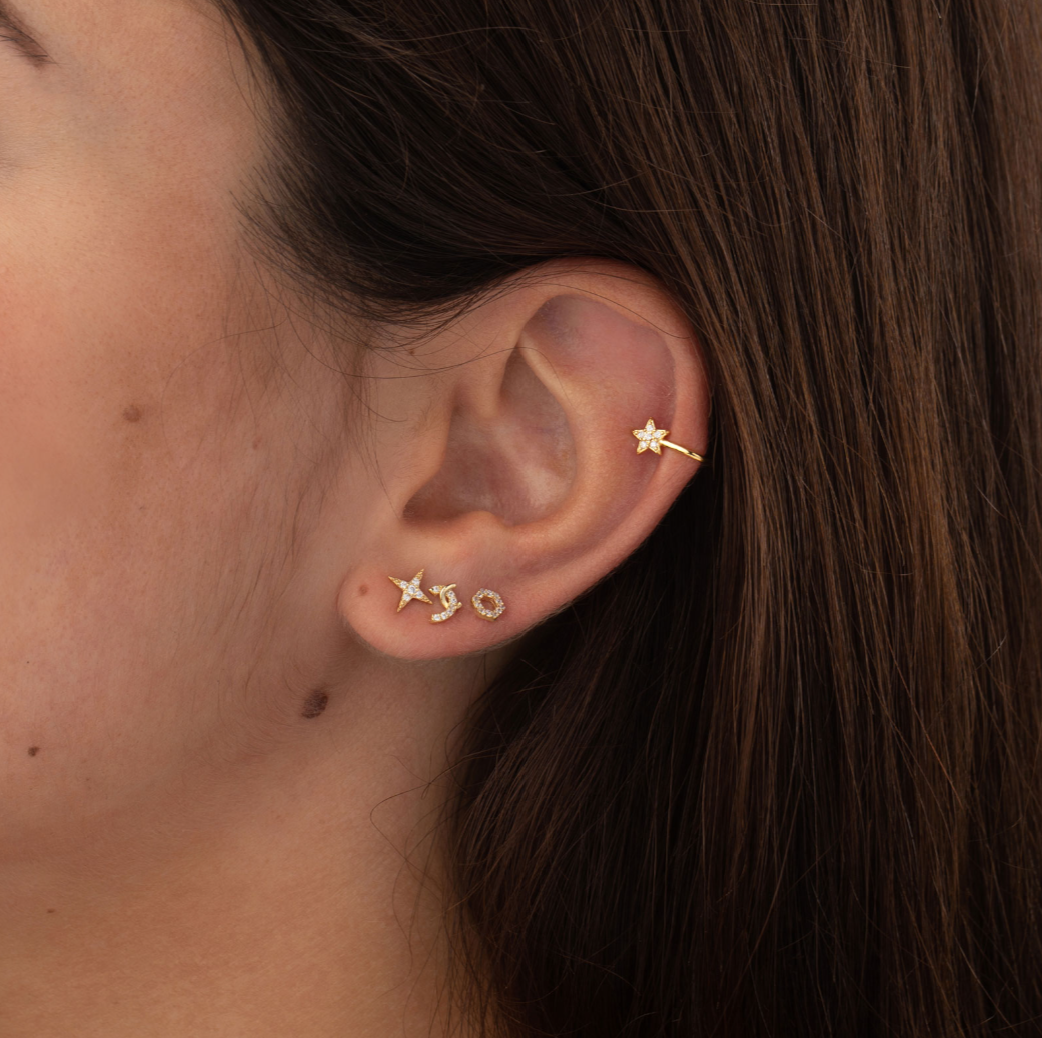 Earcuff Stella Zirconato Modella Argento925 Placcato Oro18k Zirconi Fofo Somani