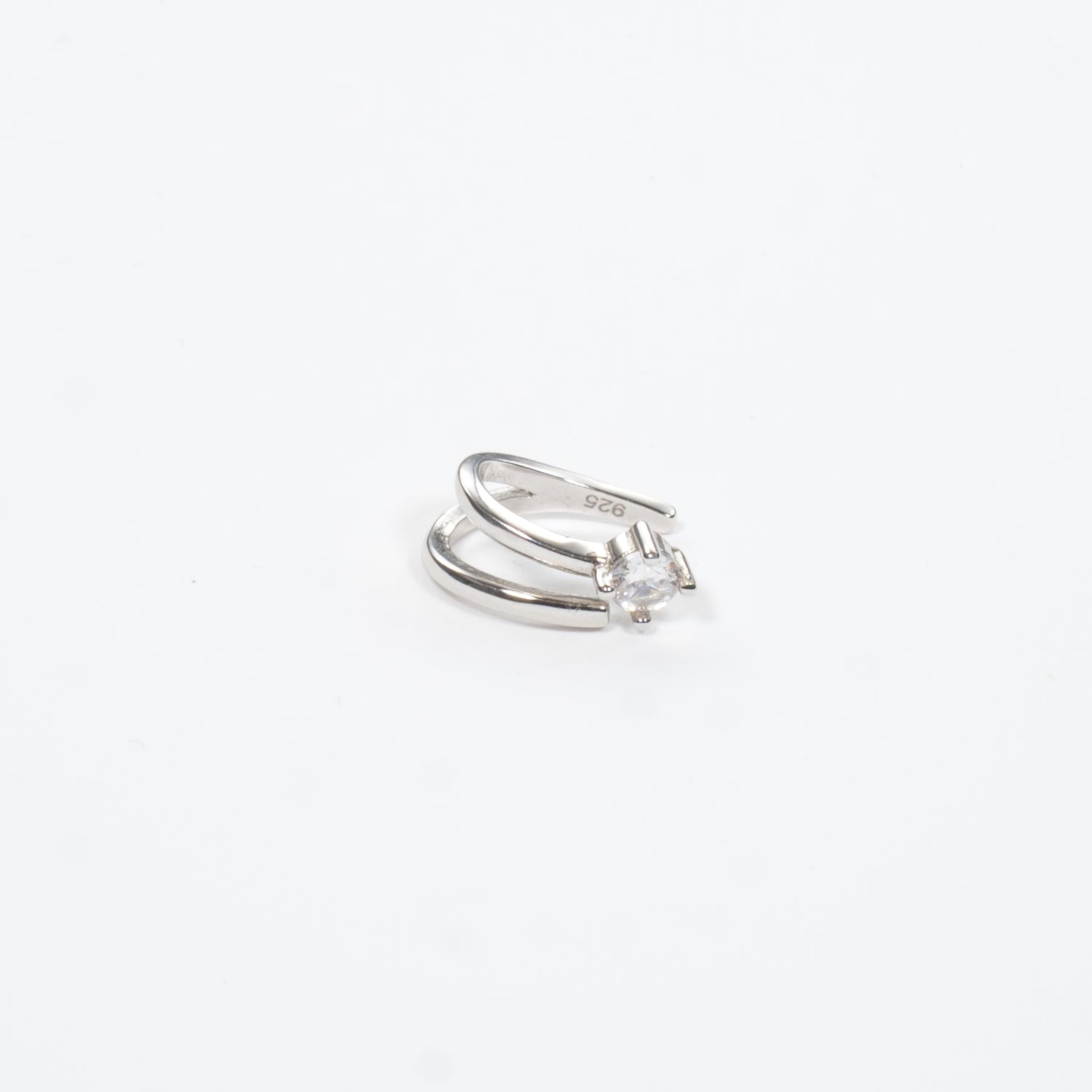 Earcuff in argento 925 rodiato doppio giro con puntoluce Bianco Fofo Somani