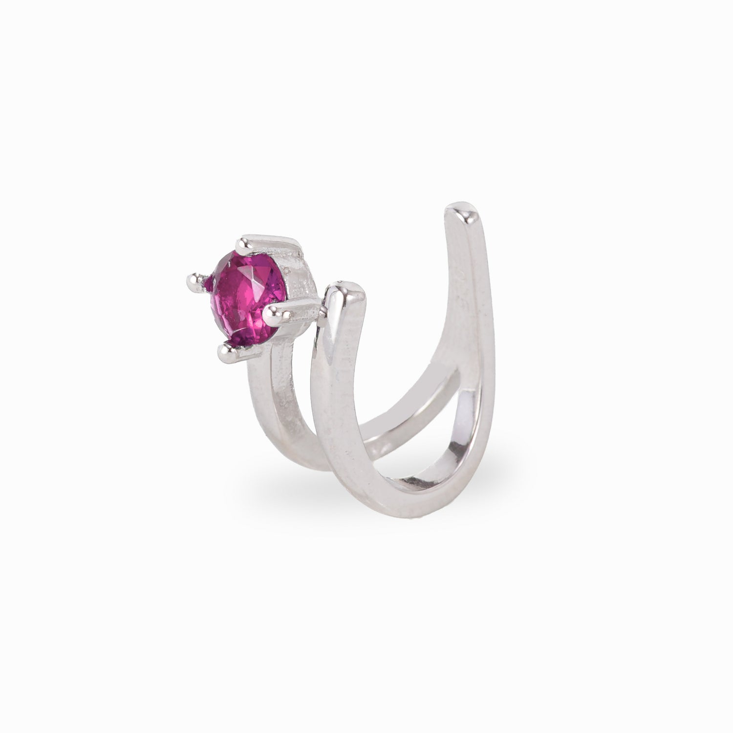 Earcuff in argento 925 rodiato doppio giro con puntoluce Fucsia Dettaglio Fofo Somani