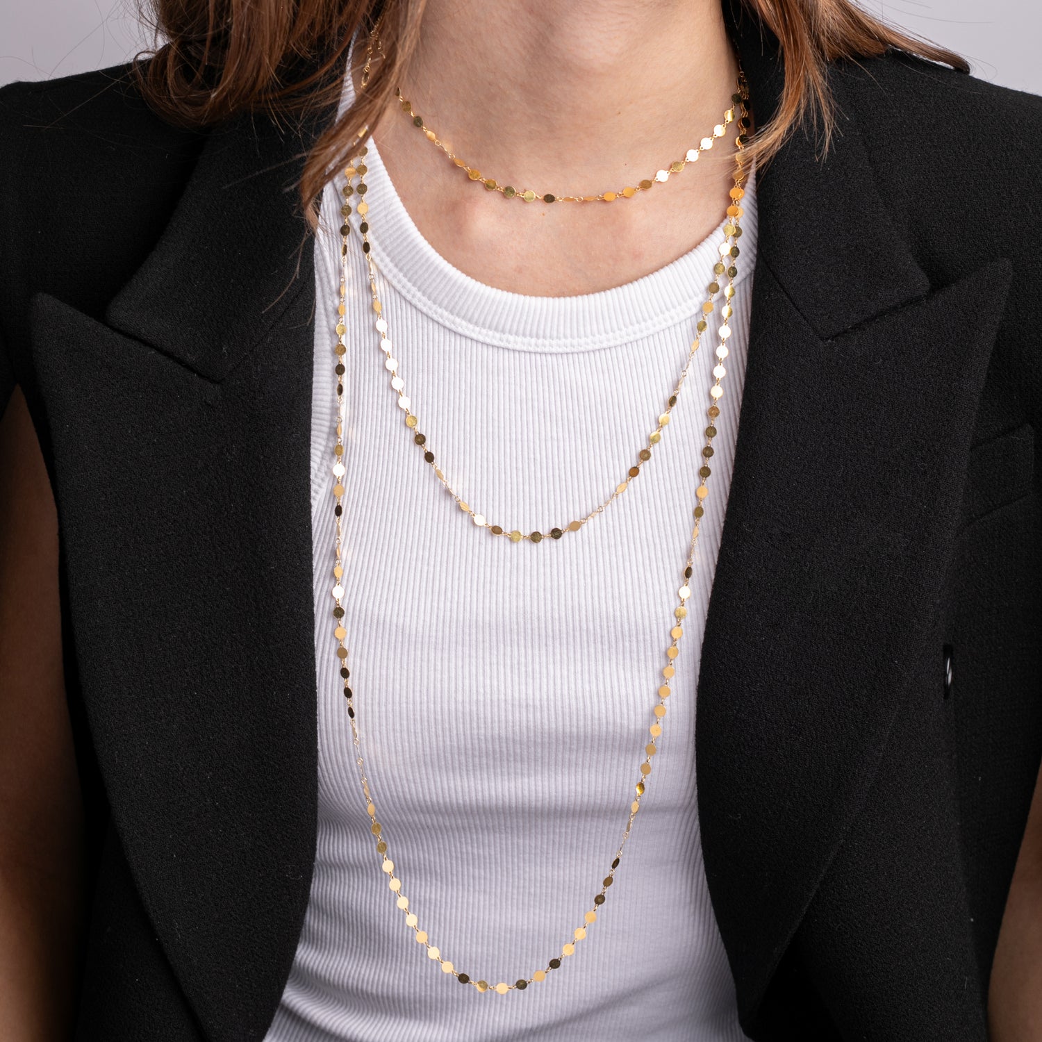 Collana Laser 3 Giri Saldata Lunga Argento 925 e Oro 18k