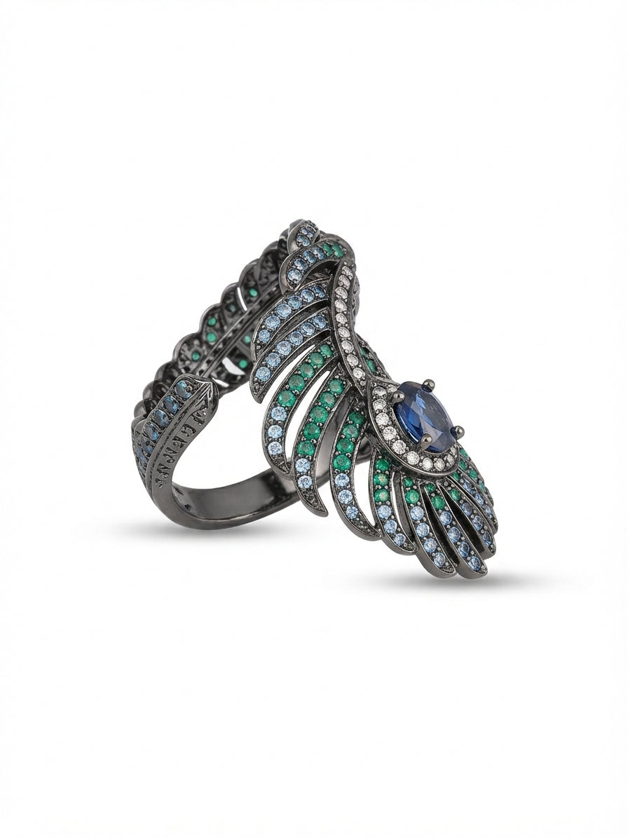 Anello Piuma Pavone