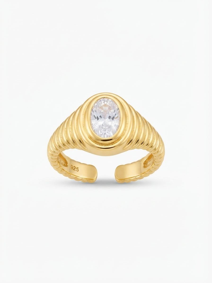 Anello da Mignolo Ovale Zigrinato