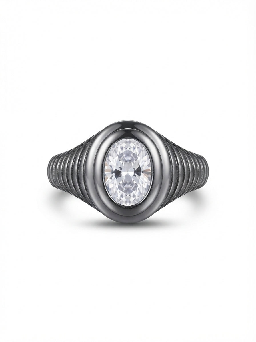 Anello da Mignolo Ovale Zigrinato