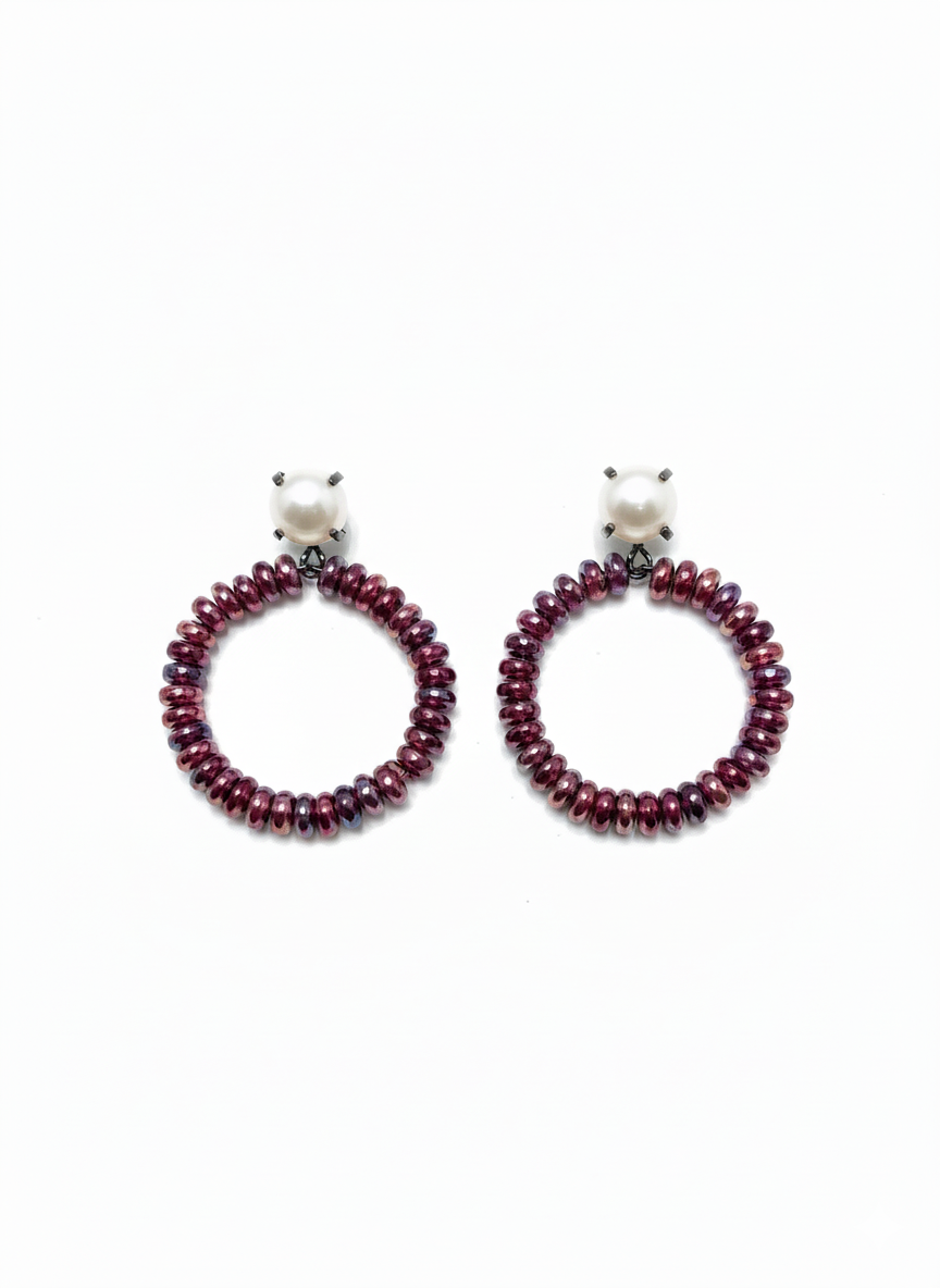 Orecchino Perle & Ematite Rondelle