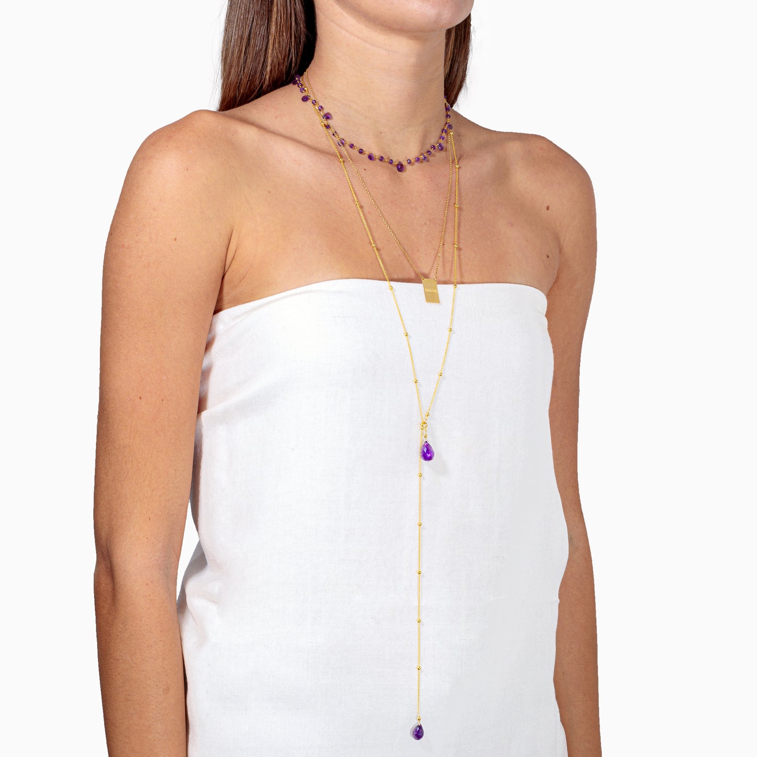 Laccio con Gocce - Ametista argento 925 rodiato gocce di ametista naturale Fofo Somani 2