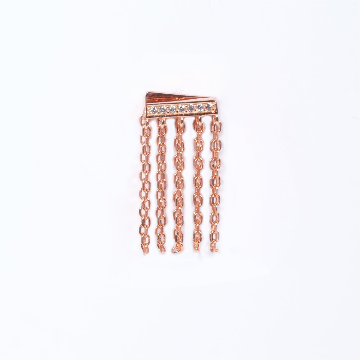 Mono Orecchino Dea Orecchino con catenella in argento 925 placcato oro rosa zirconi Fofo Somani