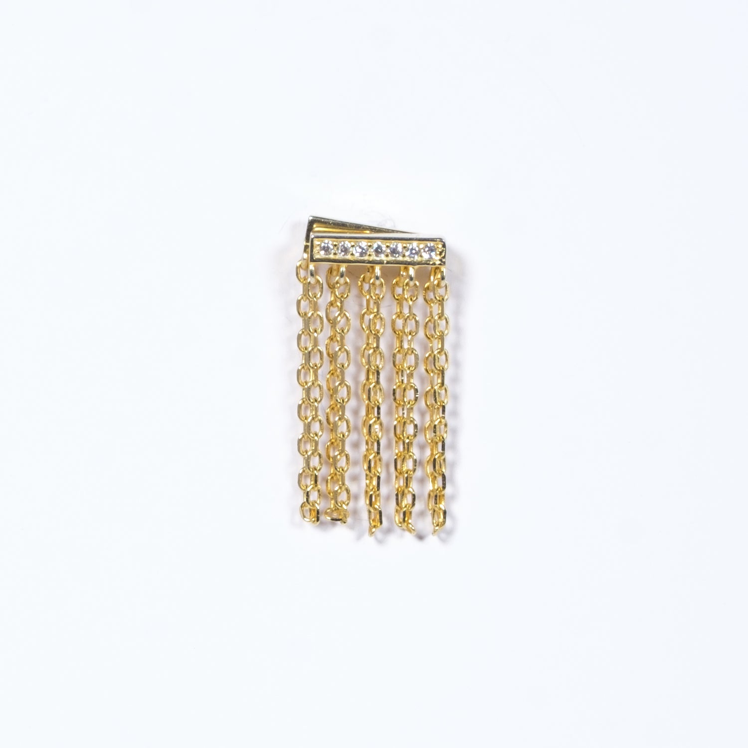 Mono Orecchino Dea Orecchino con catenella in argento 925 placcato oro 18k zirconi Fofo Somani