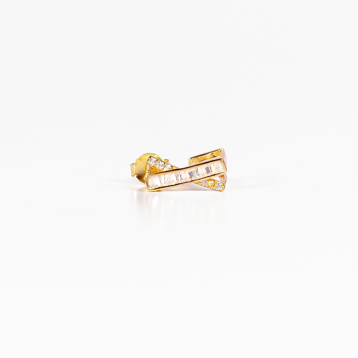 Mono Orecchino Gea argento 925 placcato oro 18k e zirconi baguette Fofo Somani