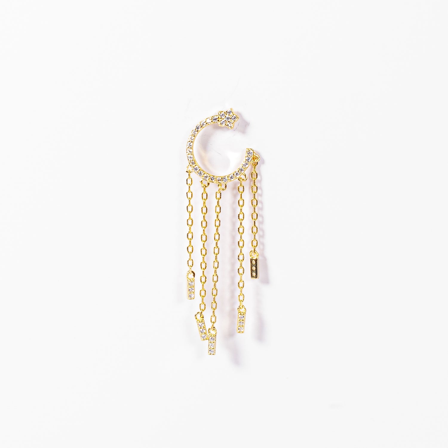 Mono Orecchino Ila Orecchino pendente in argento 925 placcato oro 18k con zirconi Fofo Somani